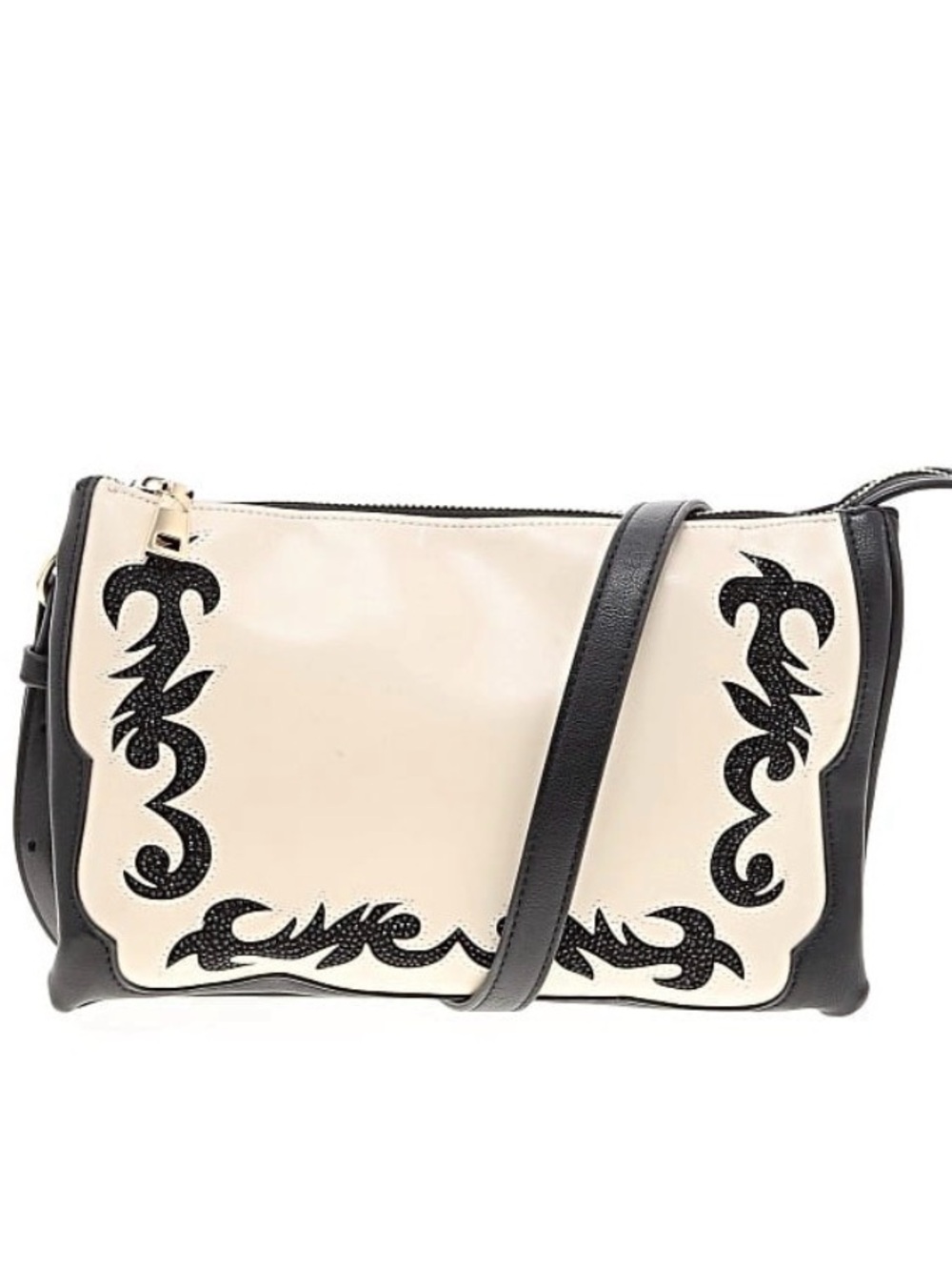 Cream and Black Crossbody Bag